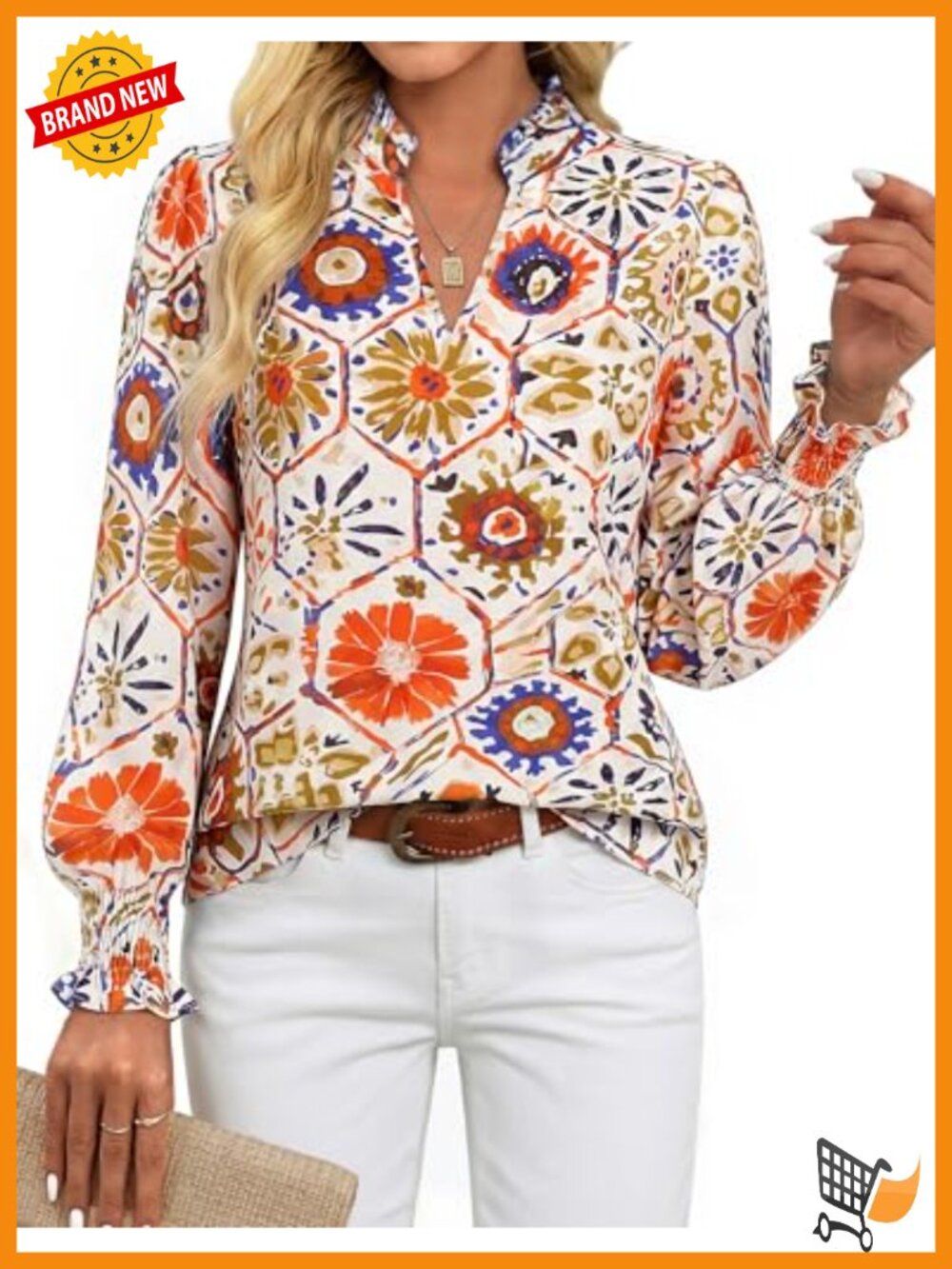 Womens Floral Puff Sleeve Blouse Dressy Casual Chiffon Work Top